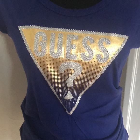 Ladies Dark Blue Guess T-Shirt - Size Small - Picture 2 of 5